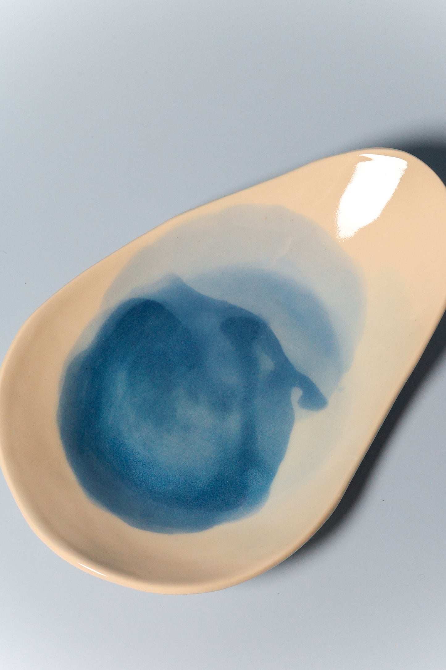 Long Handbuilt Plate (Watercolor Blues - Seconds)