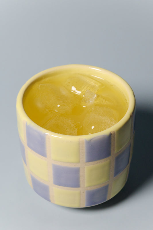 Angled Cup (Checkered Yellow/Lavender)