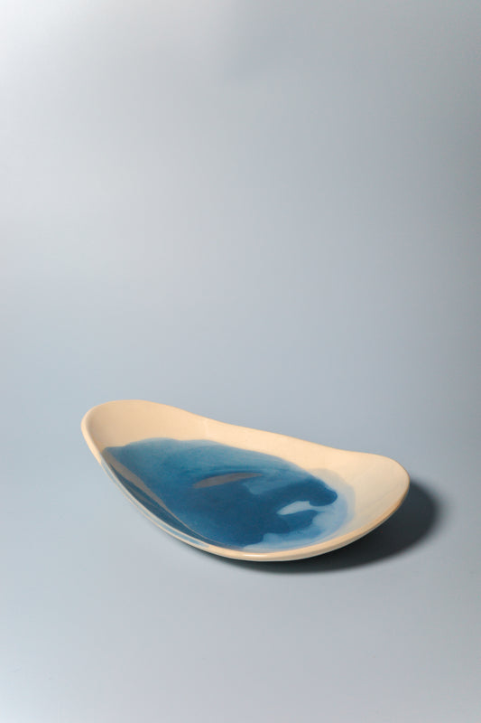 Long Handbuilt Plate (Watercolor Blues - Seconds)
