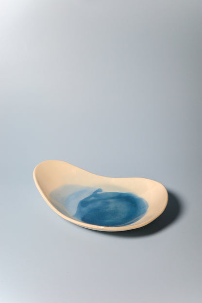 Long Handbuilt Plate (Watercolor Blues - Seconds)