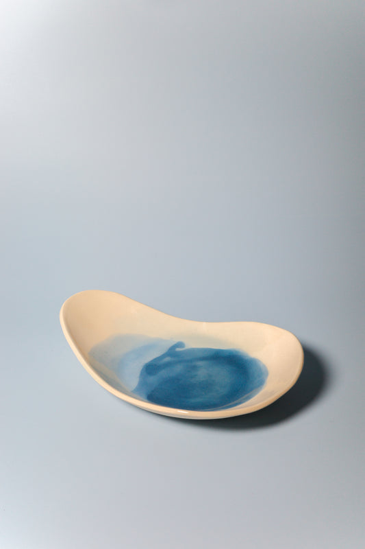 Long Handbuilt Plate (Watercolor Blues - Seconds)