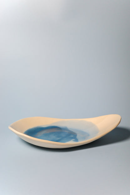 Long Handbuilt Plate (Watercolor Blues - Seconds)