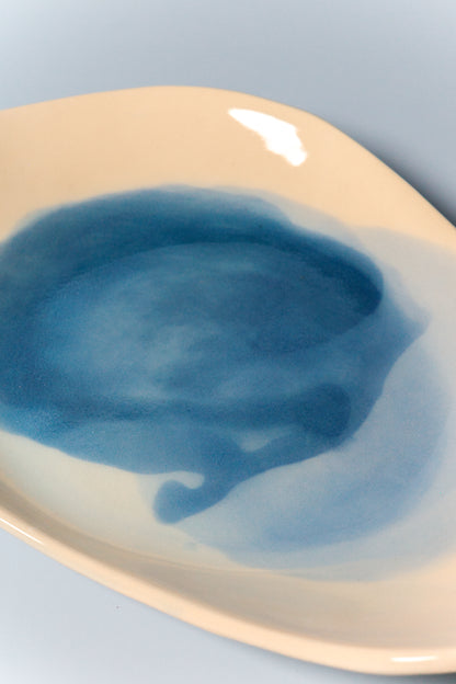 Long Handbuilt Plate (Watercolor Blues - Seconds)