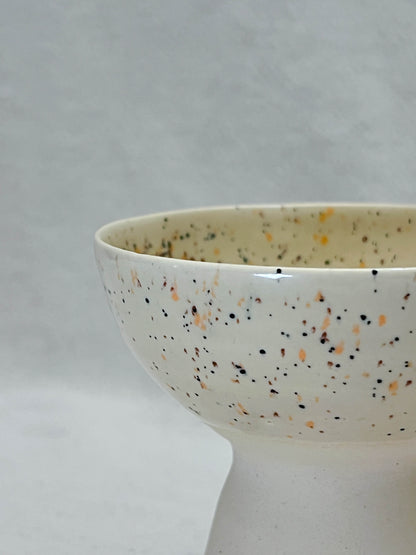 speckled tall footed bowl