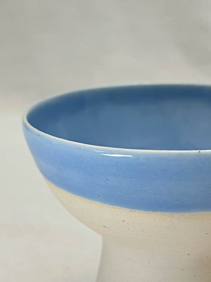 blue tall footed bowl